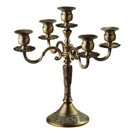 XILIN-1987 Candle Holderss European Elegant Candle Stand with 5-stem .Metal Candelabra Retro Candlestick Holder for Candlelight Dinner and Table Decoration,Bronze Finish Decorative Candlestick