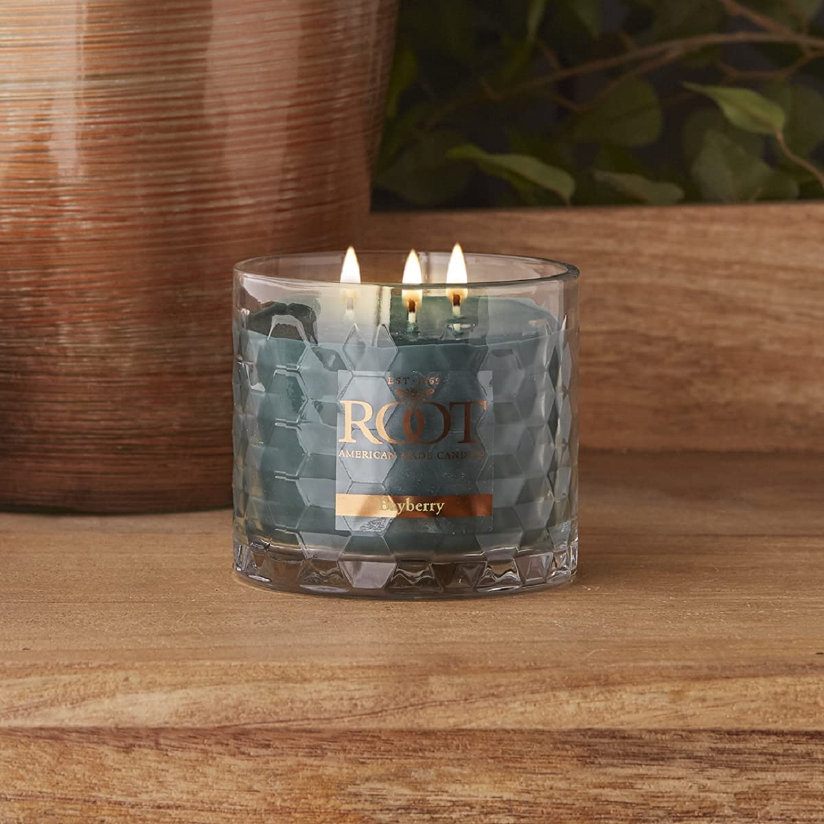 Root Candles Holiday Scented Candles Honeycomb Glass Premium 3-Wick Handcrafted Beeswax Blend Candle, 12-Ounce, Bayberry