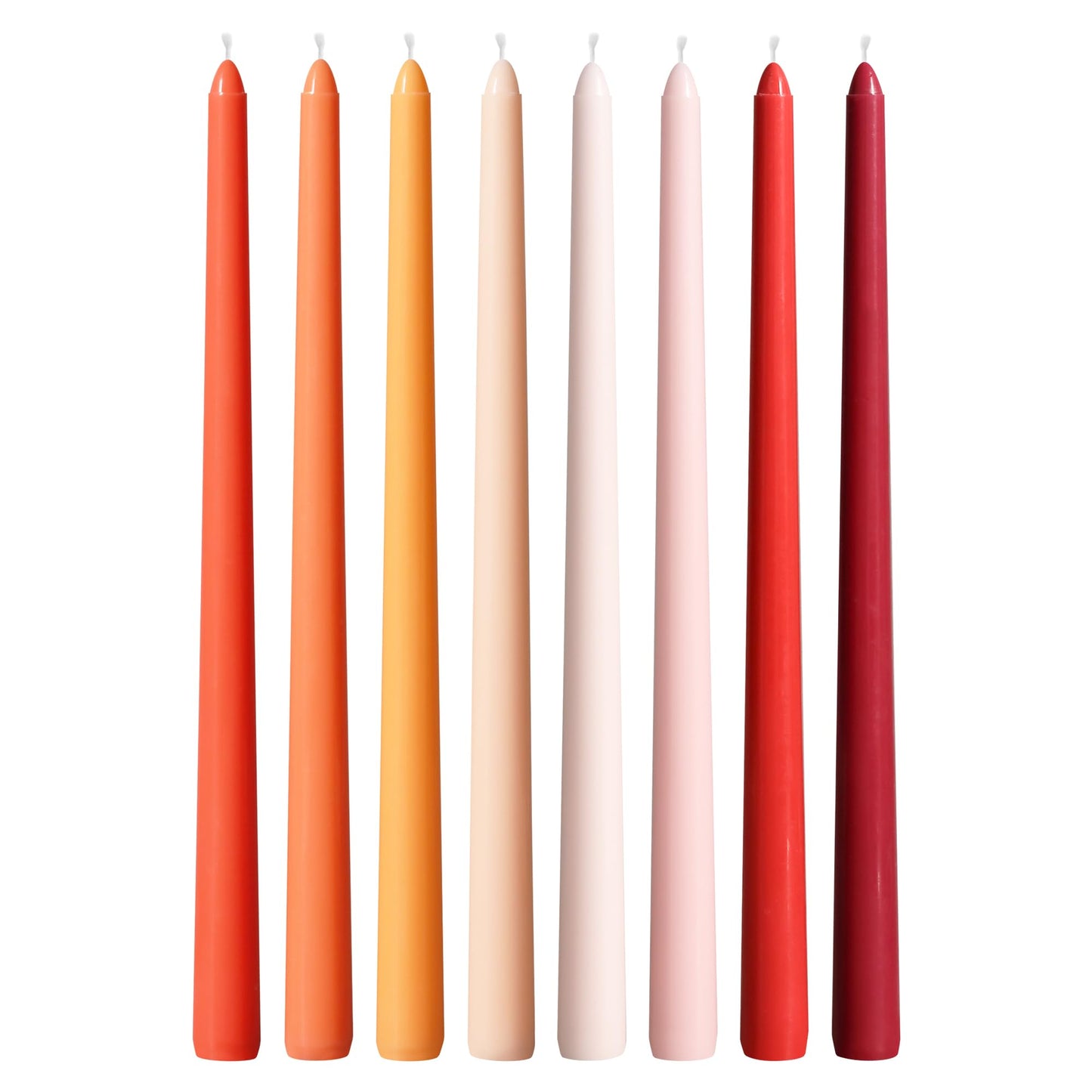 12 Inch Orange and Red Taper Candles Unscented Smokeless