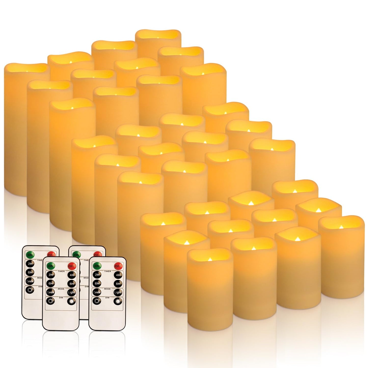 Aamdkcyu 36 Pack Waterproof Flameless LED Candles - Outdoor Battery Operated Candles with Remote & Timer, Realistic Flickering Flame, Safe for Porch, Patio, Weddings, Parties & Home Decor