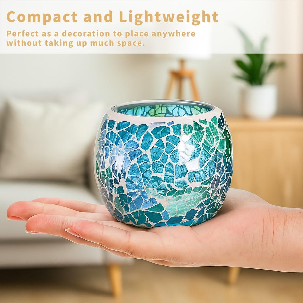 Covzoe 6 Pack Glass Votive Candle Holder, Romantic Stained Mosaic Tealight Holder, Aromatherapy Candle Lamp, Tea Light Holder Cup for Wedding Table Centerpiece, Home Decor, Christmas Party