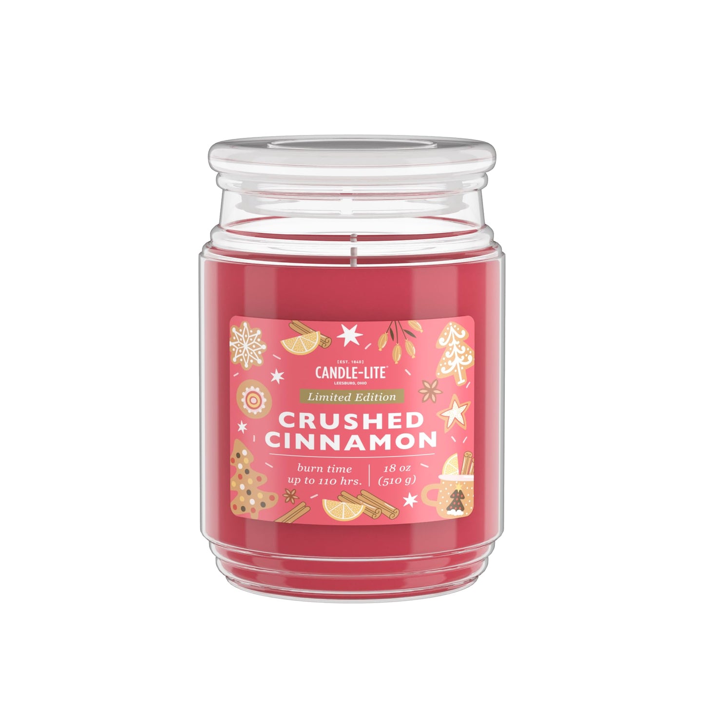 Candle-lite Holiday Scented Candles, Blend of Cinnamon with Nutmeg and Clove, 18 oz Single-Wick Jar, Proudly Poured in USA, Christmas Home Decor, 110 Hours of Burn Time, Holiday Gift for Men and Women