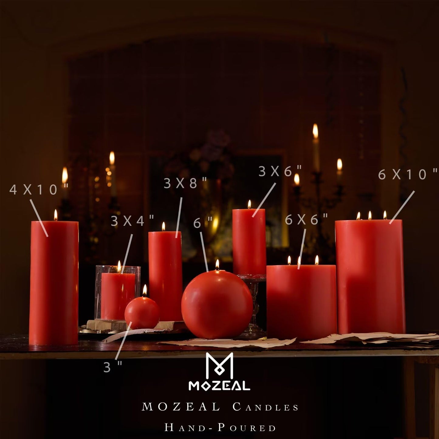 MOZEAL Hand-Poured, 6 Inch Living Coral Large Round Ball Candles - Elegant Living Coral Round Pillar Candles, Dripless, Unscented, Smokeless, Ideal for Summer Parties.