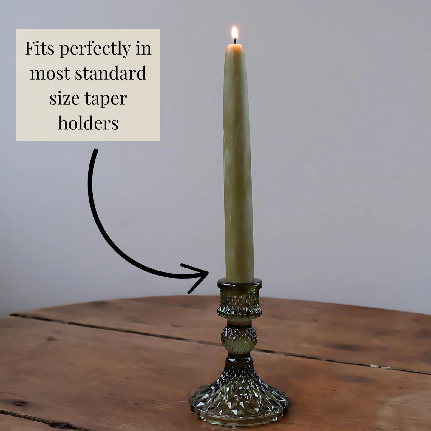 Candlestock Beeswax Taper Candles – Standard 7/8" Diameter, Pure 100% Natural USA Beeswax, Cotton Wick, Dripless, Long-Burning, Handmade in Woodstock, NY- 10 Inches - 1 Pair (2 Candles) - Sage