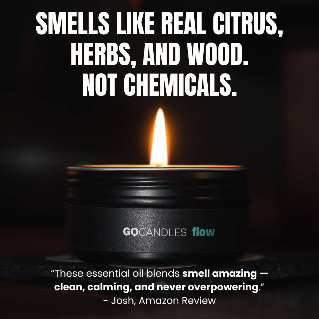 Go Candles Luxury Scented Candle Set for Men | Energy · Flow · Chill | Candles for Home | Aromatherapy | Non Toxic Coconut Soy Wax | Essential Oils | Hand-Poured USA | Candle Gift Set