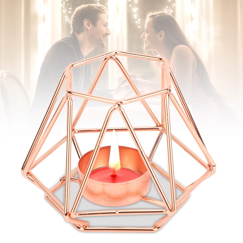 Geometric C and le Holder,Metal Nordic C and lestick,Centerpieces for Wedding, Home Decor Ceremony and Anniversary,C and lestick for Home Tabletop Art Deco(Rose Gold)