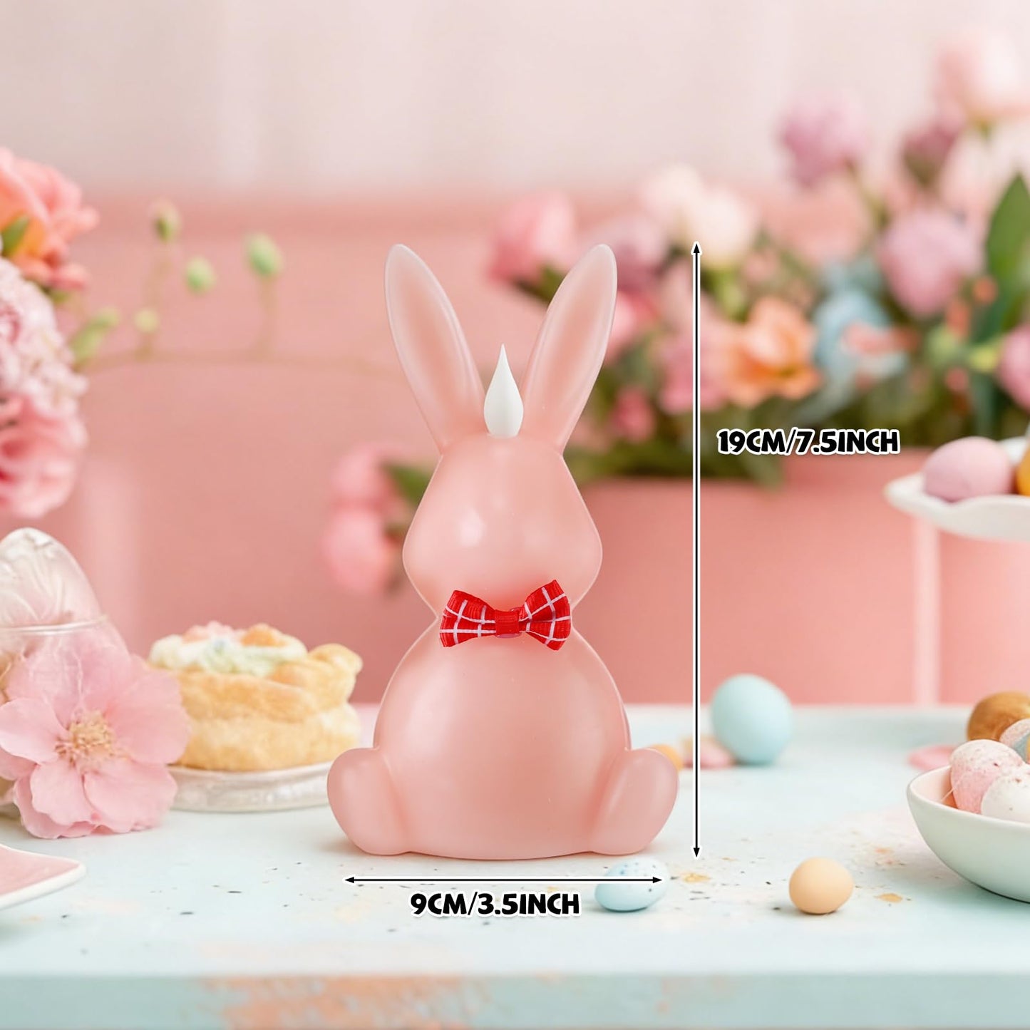 LCZLUMIPRO 3PCS Easter Bunny Flameless Candles, LED Easter Candles Battery Operated Rabbit-Shaped Real Wax Pink Purple Green,Spring Party Decoration Centerpiece Table Home Decor (No Remote)