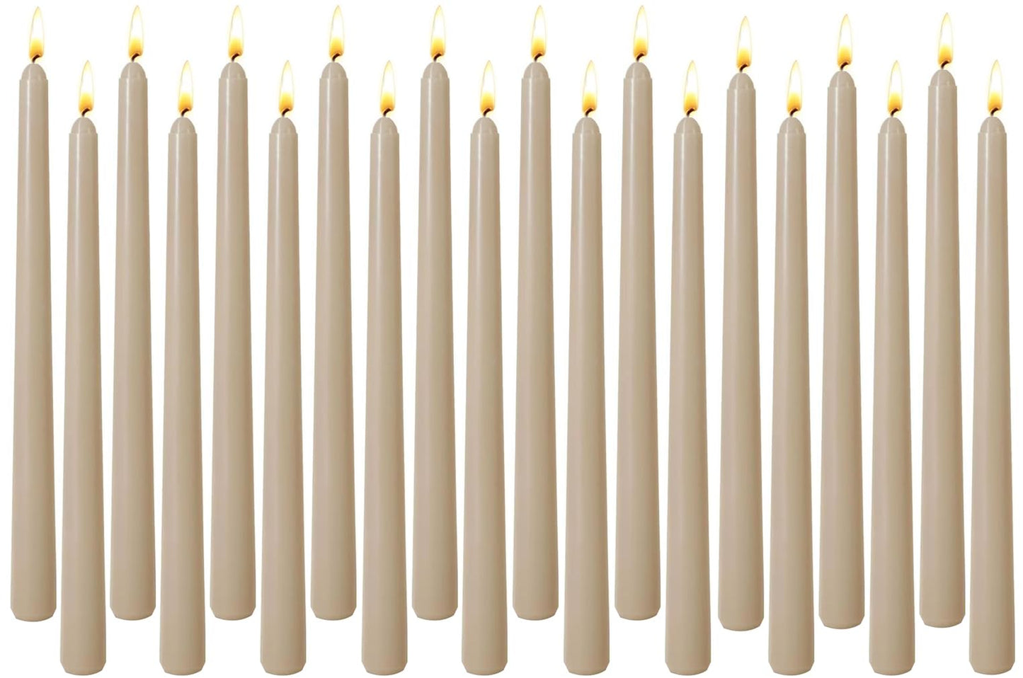 Unscented Light Mocha Taper Candles 10 Inch, 7-8 Hour Long Burn Time, Drip-Less & Smokeless, 20-Pack Bulk Candles for Wedding Centerpieces Dinner Parties and Home Decor