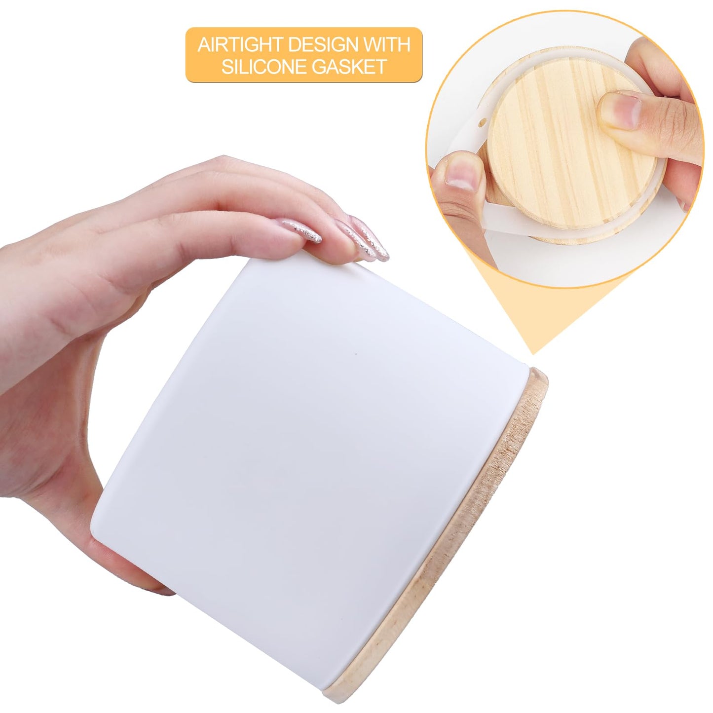 SHOWIN 18 OZ Thick Candle Jars for Making Candles 6 Pcs, Empty Jars with Wood Lids for Candle Making, Sample Container,Matte White