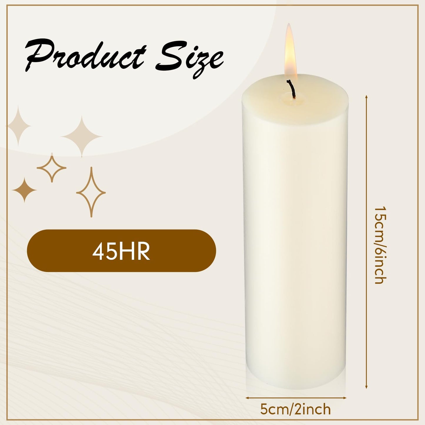 Lounsweer 12 Pack Ivory Pillar Candles Bulk Large Unscented Paraffin Wax Long Lasting Candles Clean Burning Supplies for Home Decor Wedding Party Dinner Bath Spa(2 x 6 Inch)