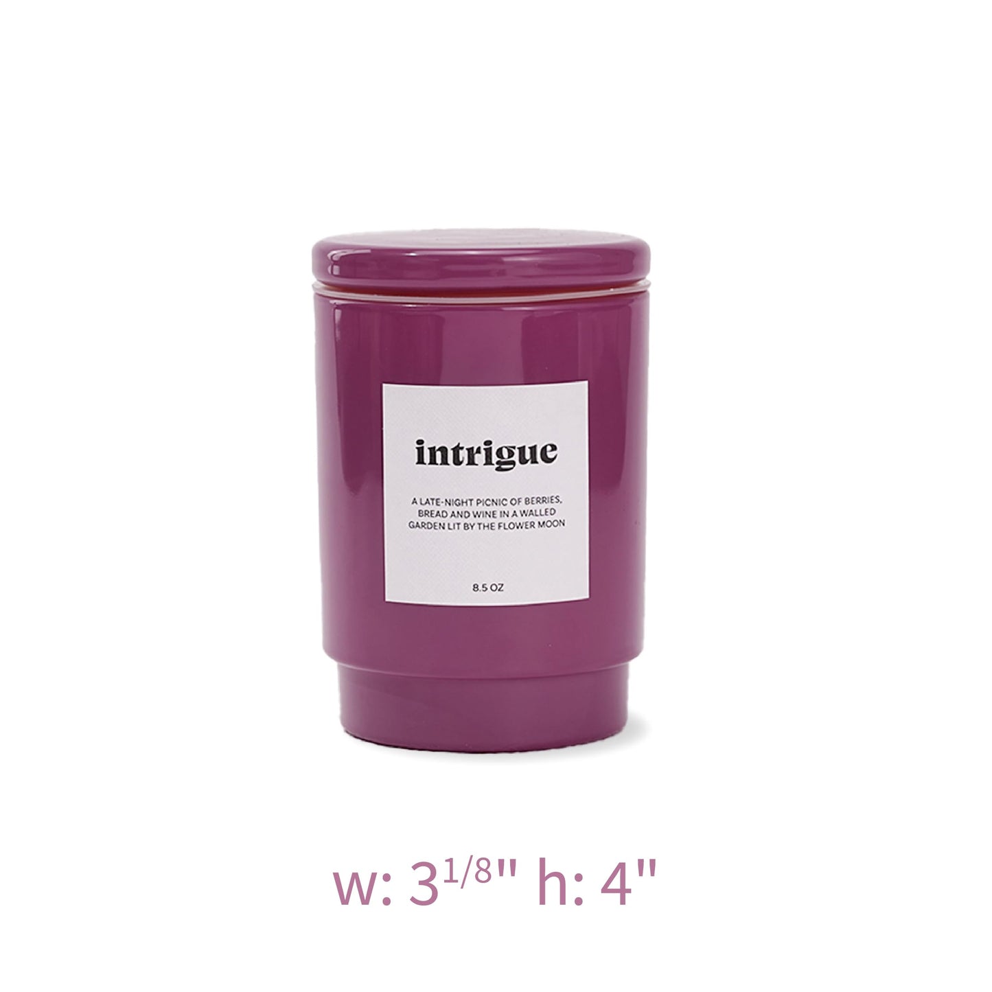 AromaLight 8.5oz with Lid Glass Jar Candle in Plum – Midnight Berry Sandalwood Scent, Intrigue Collection, Luxury Mini Candle