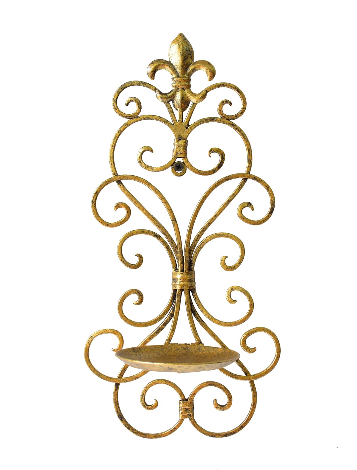 JUCONSIN Wall Sconces Candle Holder Set of 2, Metal Wall Decorations Hanging Wall Mounted Candle Sconces for Living Room Dining Room (Gold)