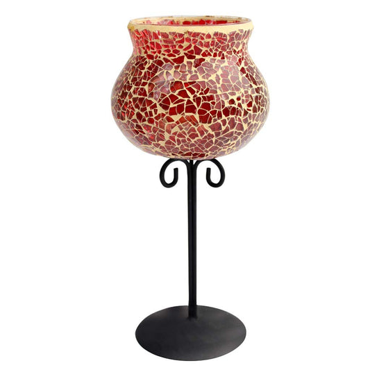 XILIN-1987 Candle Holderss Creative Candlestick Glass Mosaic Iron Candle Holder Vintage Wedding Romantic Candlelight Dinner Decoration Decorative Candlestick (Color : Red)
