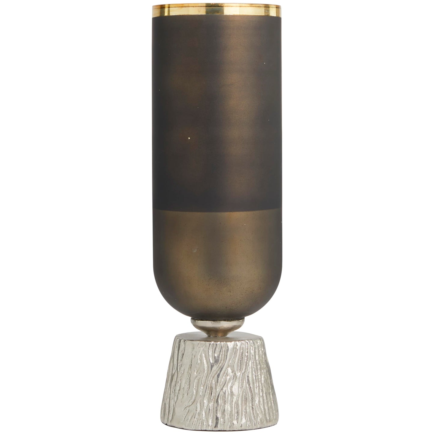 Deco 79 Glass Colorblock Candle Holder with Gold Accents and Textured Silver Base, 6" x 6" x 20", Bronze