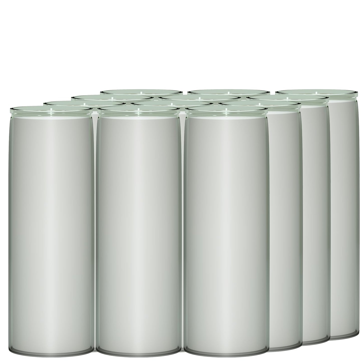 Bulk 12 Pack 7 Day Soy Wax Prayer Candles in Glass – Natural Clean Burning, Unscented Devotional Catholic Candle for Church, Vigil & Memorial (White)