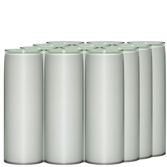 Bulk 12 Pack 7 Day Soy Wax Prayer Candles in Glass – Natural Clean Burning, Unscented Devotional Catholic Candle for Church, Vigil & Memorial (White)
