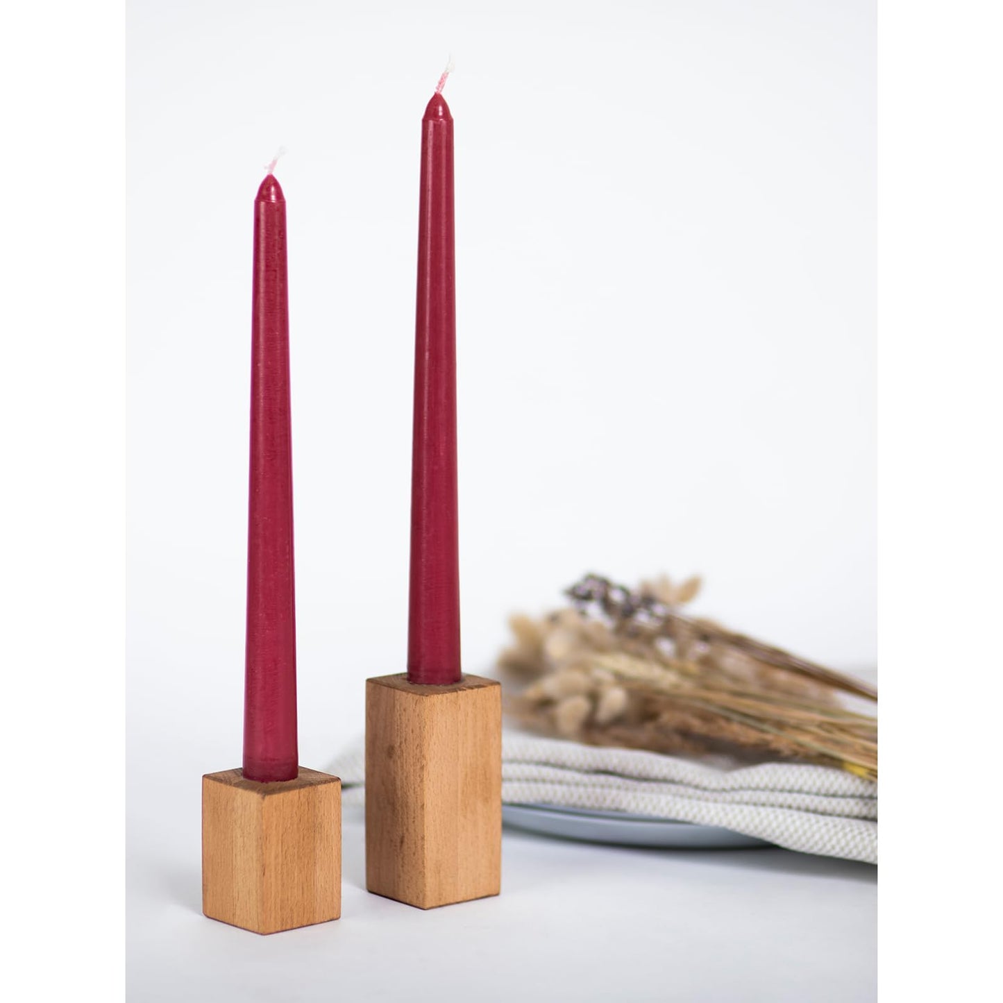 CANDWAX 8 inch Bordeaux Taper Candles Set of 12 - Unscented Smokeless Dripless Tall Candlesticks - Ideal for Home Decor, Thanksgiving or as Christmas Candles - Tapered Christmas Candle Sticks
