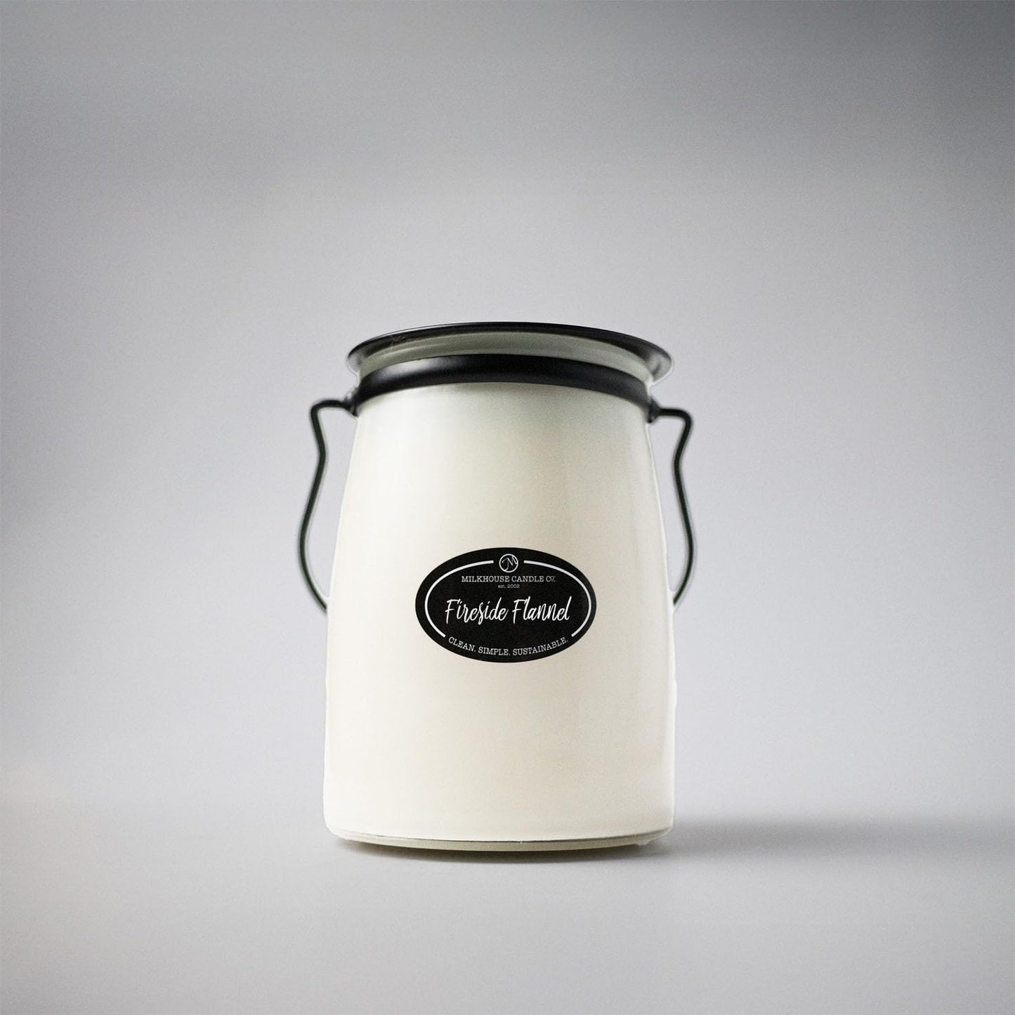Milkhouse Candle Company Fireside Flannel Soy Candle - Amber & Tobacco | Fir & Balsam | Bergamot & Mountain Air - 22 oz Butter Jar with Lid, 120+ Hour Burn Time, Made in the USA