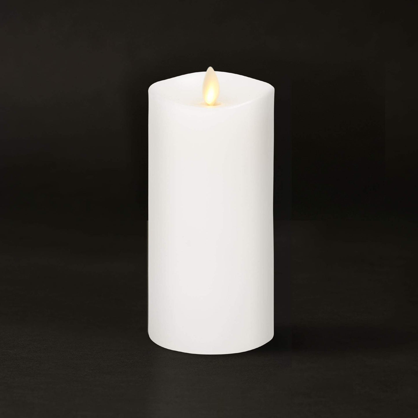 Luminara Flameless Slim Pillar Candle, Flickering Real Flame Effect, Melted Edge, Smooth Wax, Unscented, White, Real Wax, LED Battery Operated