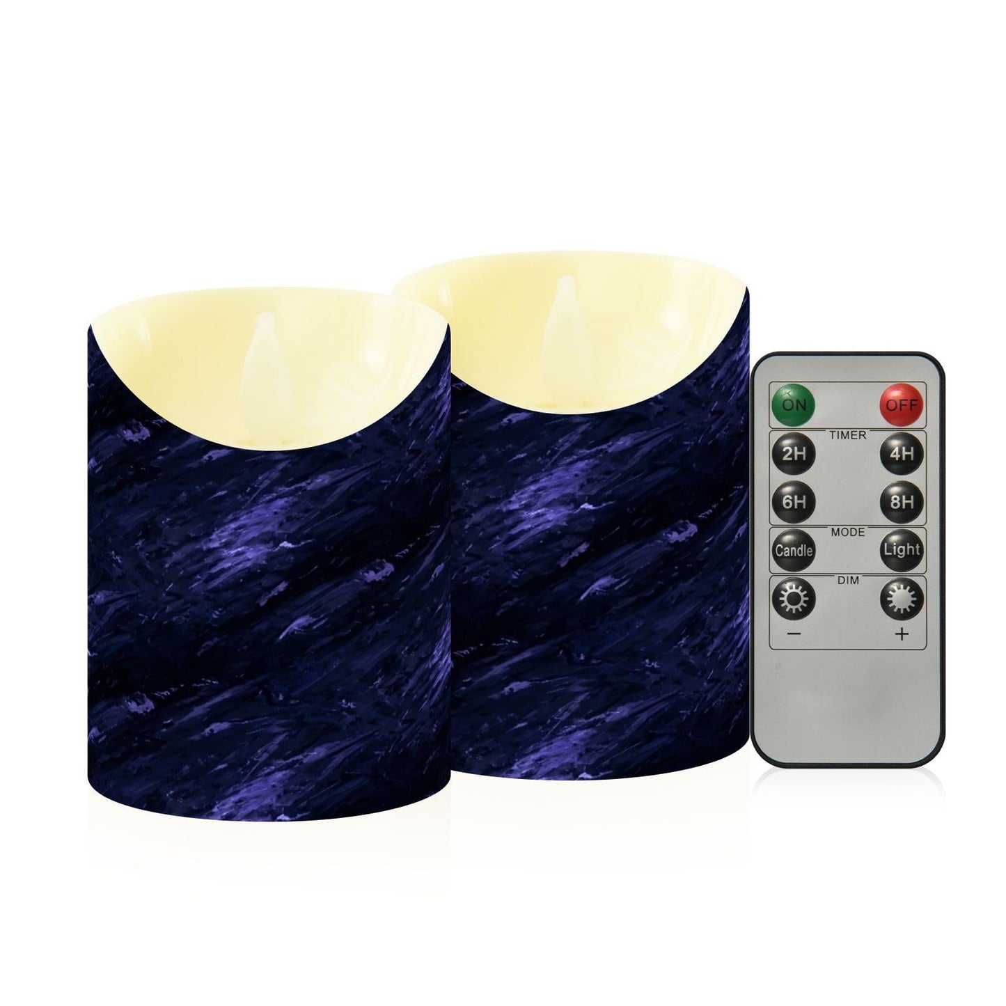 Gravopti Abstract Texture 2 Pack Flameless LED Pillar Candles with Remote & Timer, Battery Operated, Flickering Wax Candle for Wedding, Romantic Home & Party Decor