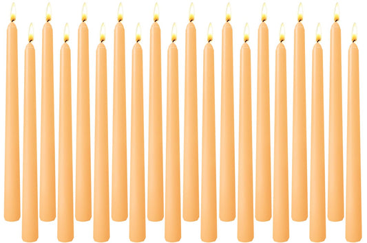 20-Pack Light Orange Taper Candles Unscented, 10 Inch Tall Dinner Table Candlesticks for Halloween Fall Wedding Centerpieces, Bulk Tapered Candles Smokeless Dripless, Decorative Candle for Home Decor
