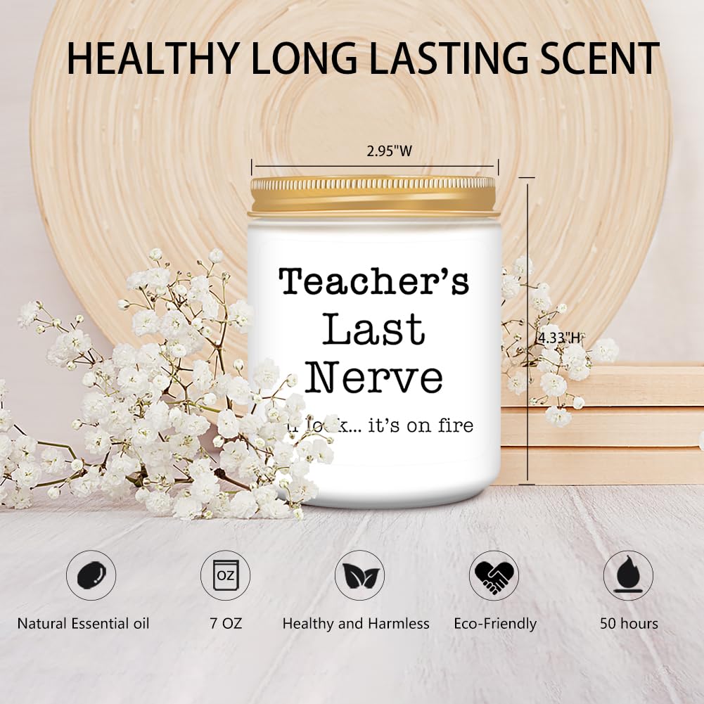 Homsolver Teacher Appreciation Gifts for Women, Christmas Birthday Valentines Retirement Thanksgiving Teachers' Day Graduation Season, Teacher’s Last Nerve Scented Candles