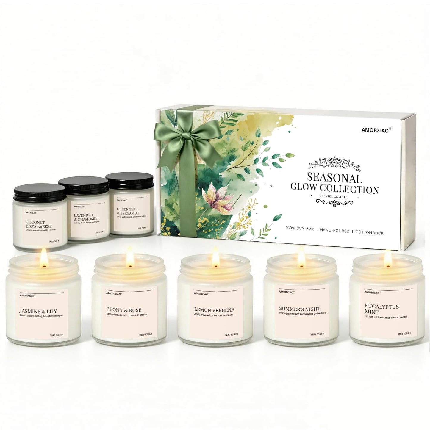 Scented Candles Set, 8 Pack Soy Wax Candles Gifts for Women, Long Lasting Burn Floral Fresh Aromatherapy Scents for Home, Birthday, Holiday, Mothers Day