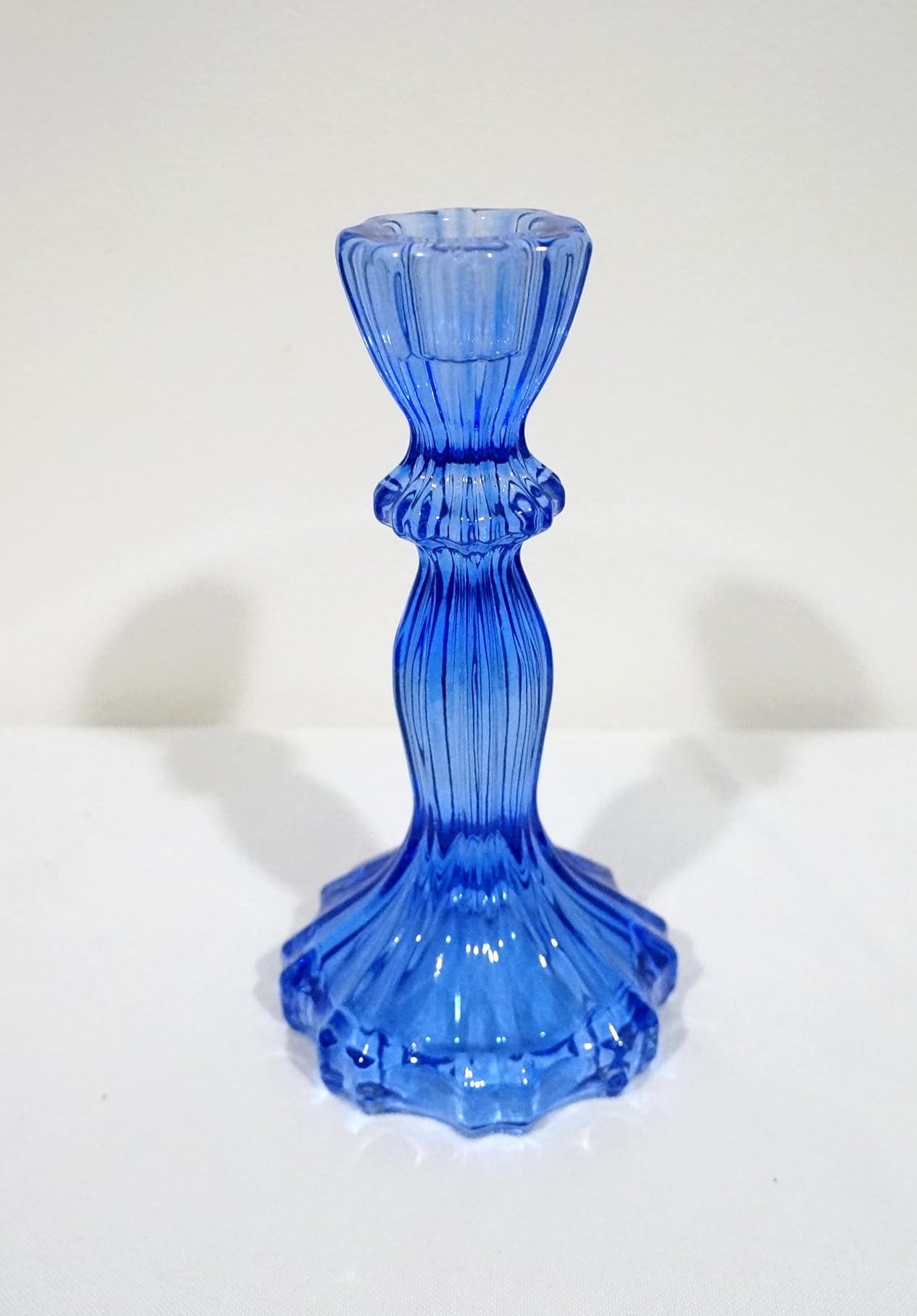 Generic Sweet Home Deco Glass Candlestick Holder, Taper Candle Stand for Indoor or Outdoor Dining, Tabletop Decoration, Set of 2 (Royal Blue)