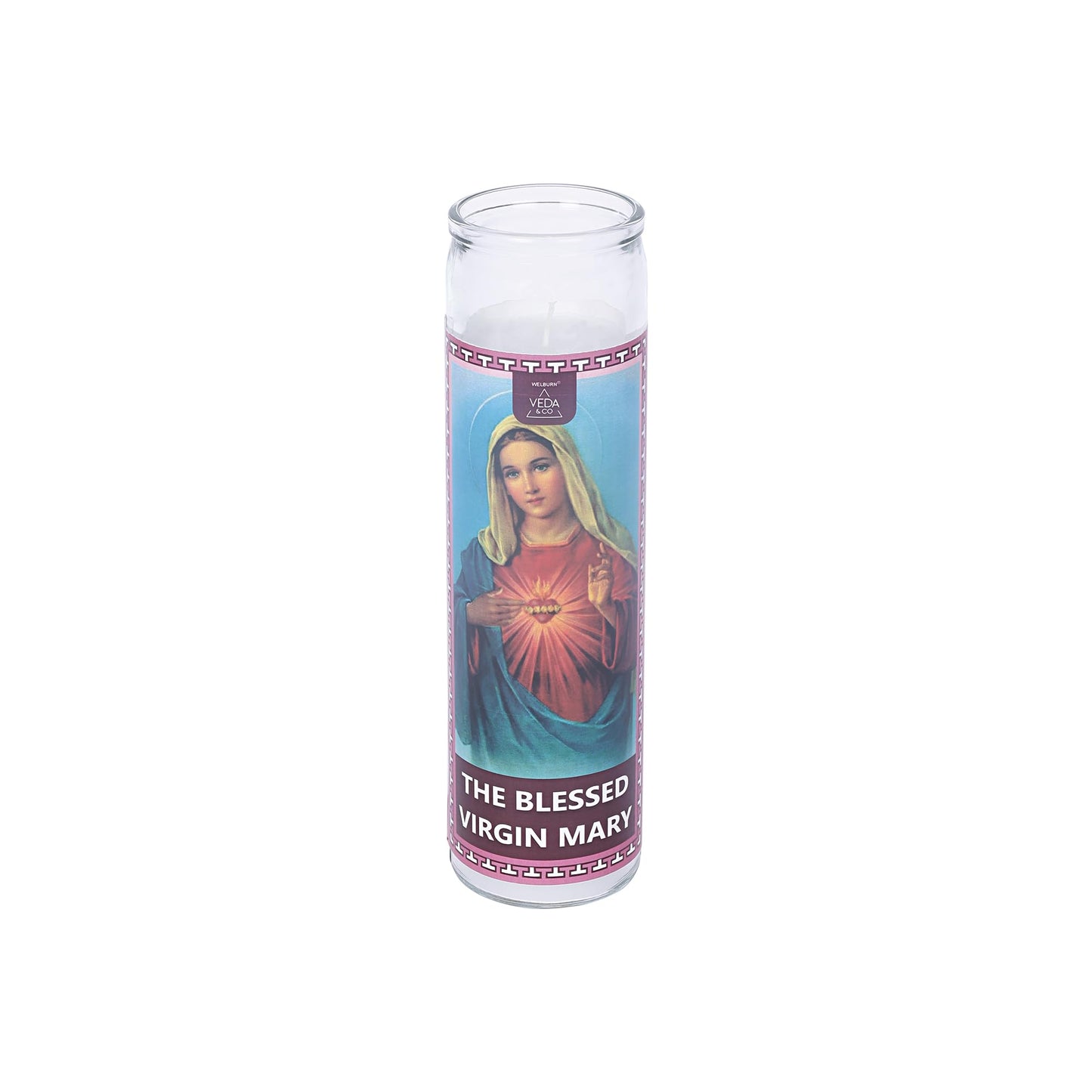 Welburn Veda&Co™ Prayer Candles - Pack of 4, 90 Hours Burn Time Smokeless Unscented Glass Pillar Candle 100% Refined Paraffin Wax, Religious, Memorial, Christmas Vigil, Wedding Home Decor, Emergencies