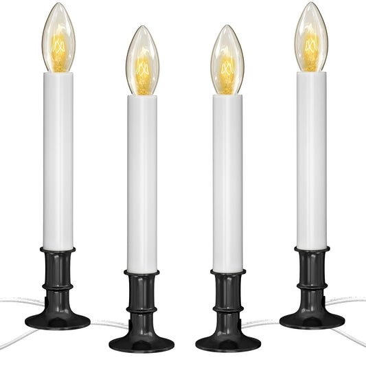 4 Pack Christmas Electric Window Candles, Christmas Candles with Dusk-to-Dawn Auto Sensor, Plug in Candle with 7W C26 Light Bulbs, Turns On in Dark - Off in Light
