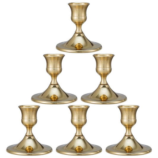 Taper Candle Stick Holder, 9PCS Brass Gold Candle Holders for Candlesticks, Vintage Metal Candlestick Holders for Dinner Room Table Centerpiece or Mantel Wedding Party Decor