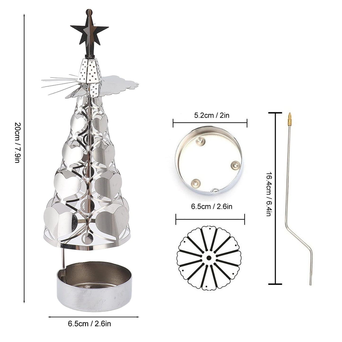 CHEOTIME Spinning Candle Holder with Cup, Rotary Candle Holder Rotating Candlestick Set for Romantic Wedding Christmas Party Home Table Decorations (Heart)