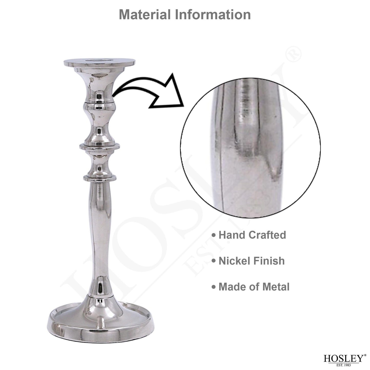 Hosley Set of 2 Silver Finish Taper Candle Holder 8" High. Ideal Gift and Use for Weddings, Party, Spa or Aromatherapy W1