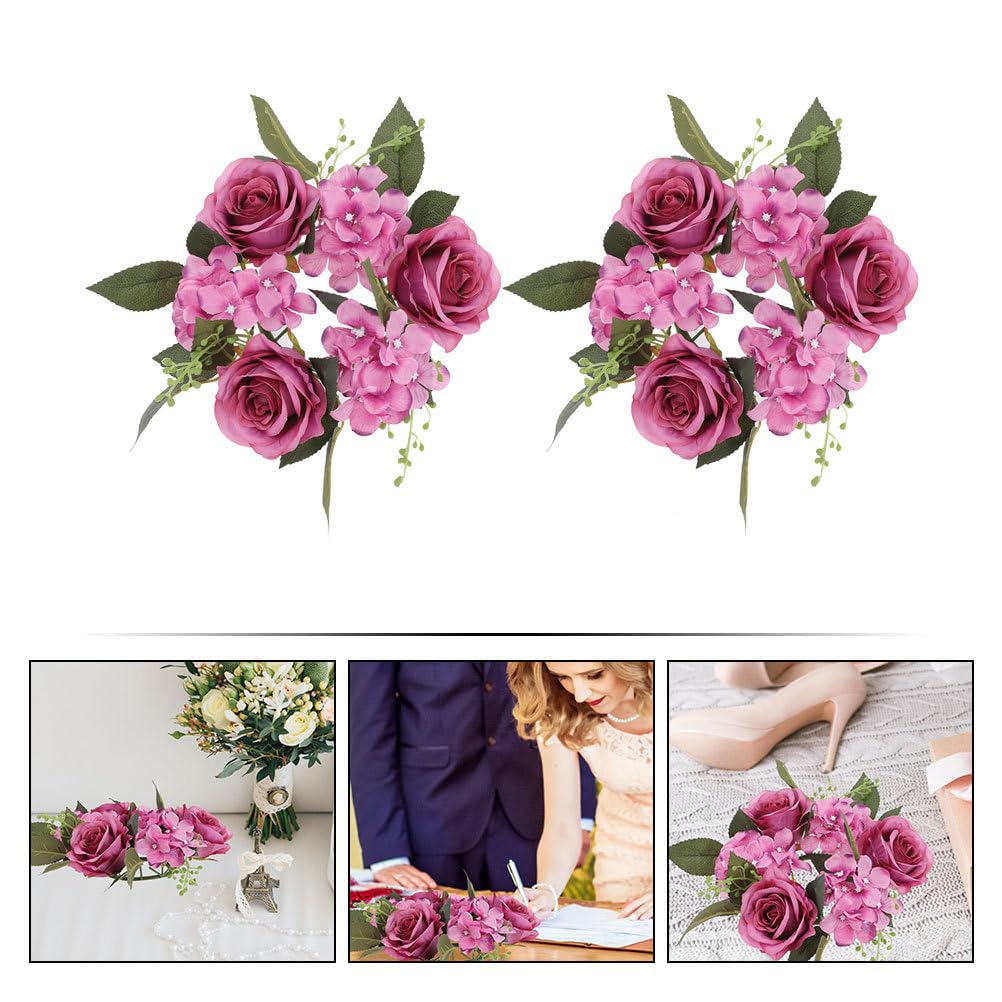 GOOHOCHY 2Pcs Floral Candle Rings Artificial Rose Wreaths for Wedding and Home Table Decoration Rustic Centerpieces for Pillar Candles for Parties and Events