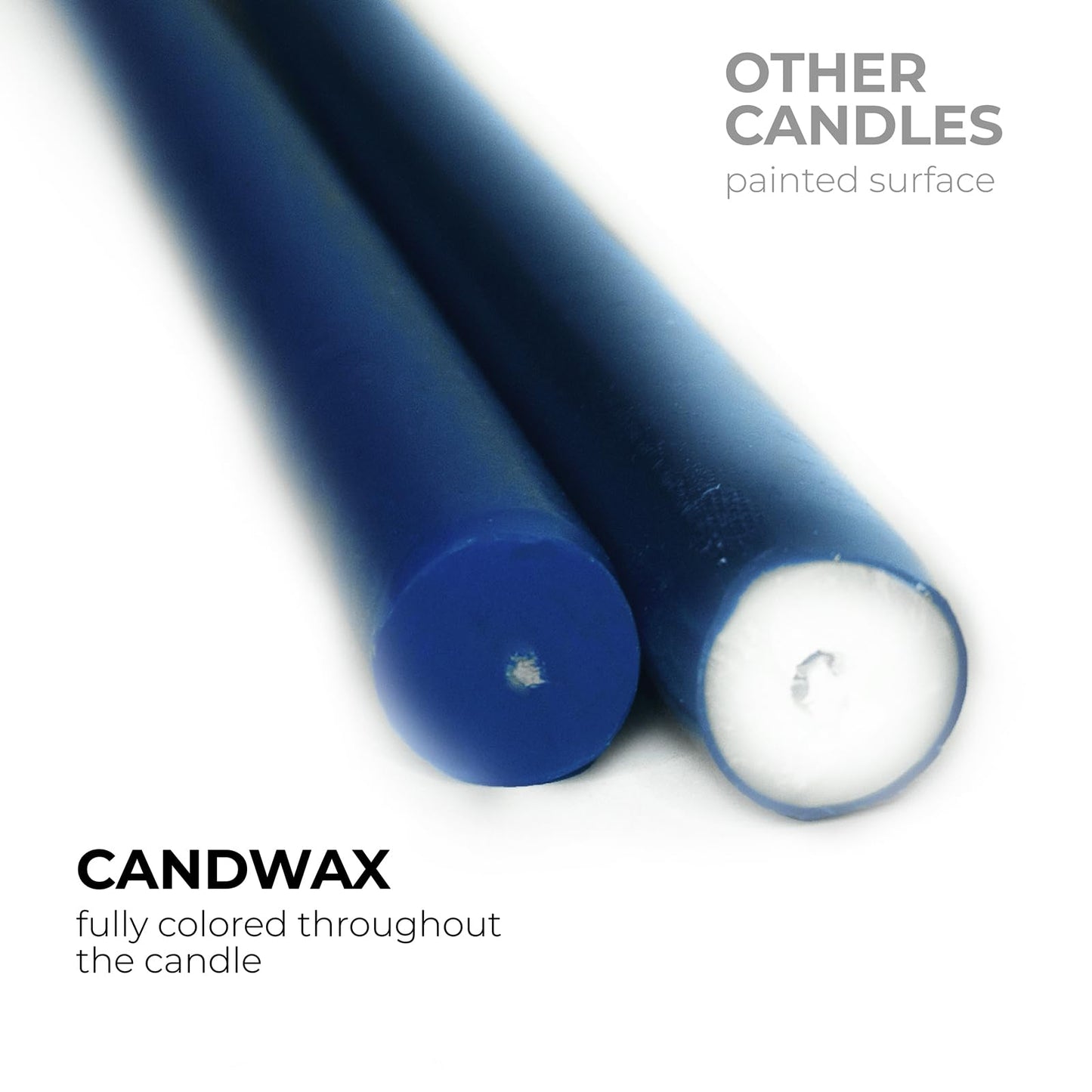 CANDWAX 10 inch Tapered Candles - Set of 12 Dripless Unscented Candlesticks - Perfect for Dinner and Decor Use - Dark Blue