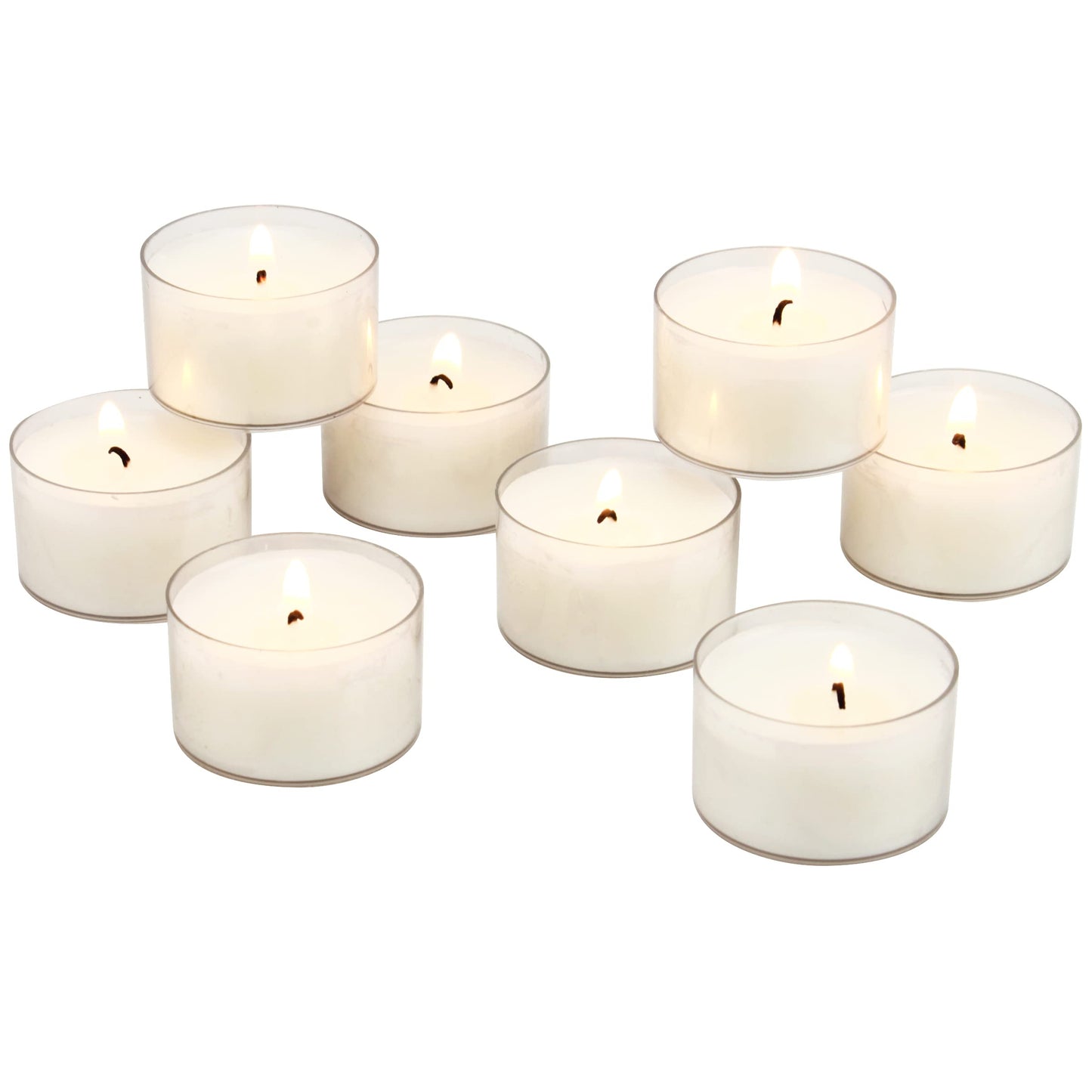 Stonebriar Bulk 96 Unscented Smokeless Long Burning Clear Cup Tea Light Candles with 8 Hour Extended Burn Time (Pack of 6, 576 Count Total)