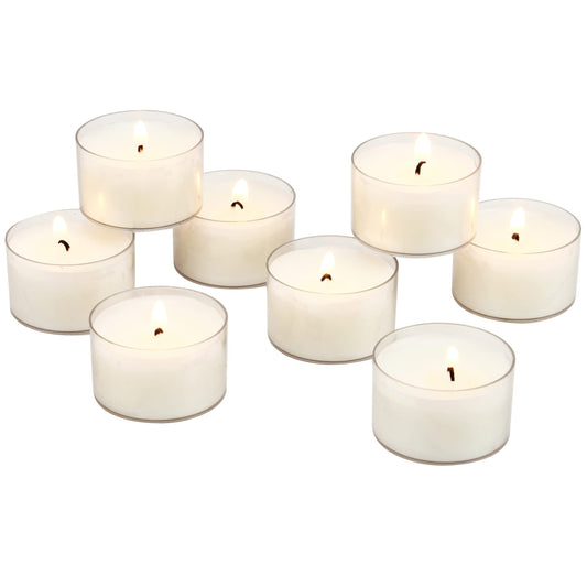 Stonebriar Bulk 96 Unscented Smokeless Long Burning Clear Cup Tea Light Candles with 8 Hour Extended Burn Time (Pack of 6, 576 Count Total)