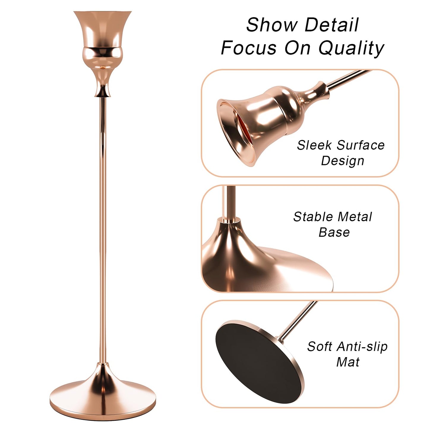 Showin Candlestick Holders Rose Gold, 3 Packs Taper Candle Holder for Candlesticks, Candle Sticks Holder Decor for Home Decor