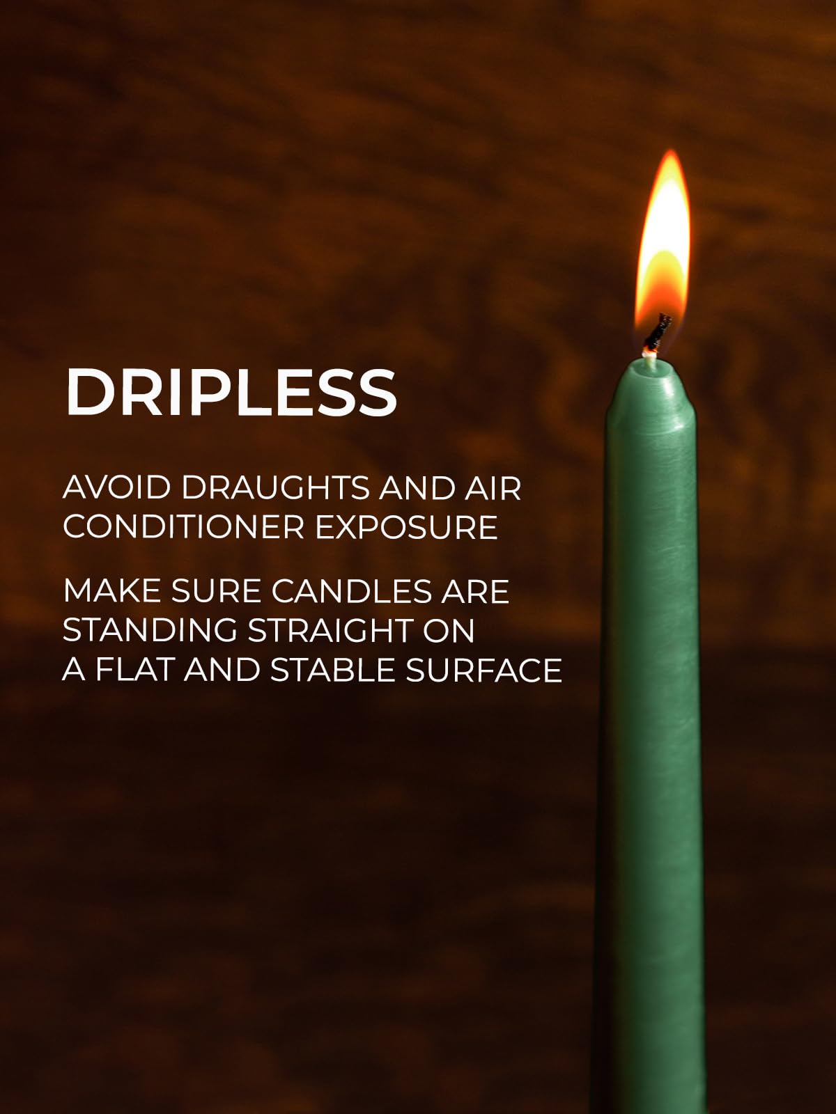 CANDWAX 10 inch Candlesticks Set of 12 - Dripless Taper Candles Perfect for Party or Decor - No Drip Green Candle