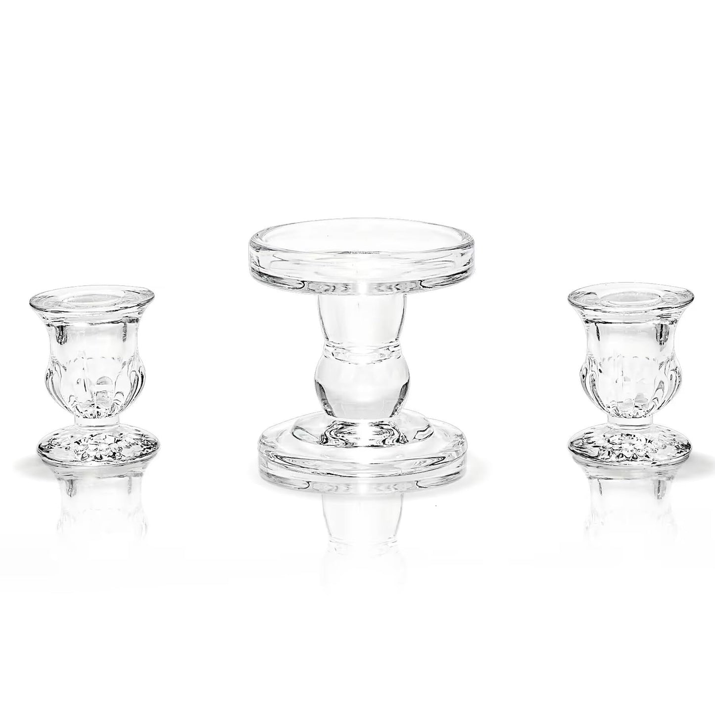 Unity Candle Holder - Glass Candle Holders for Pillar Candles Taper Candles, Glass Candlestick Holders Set of 3, Decorative Clear Glass Candlestick Holder for Wedding Table Dinning Church Centerpiece