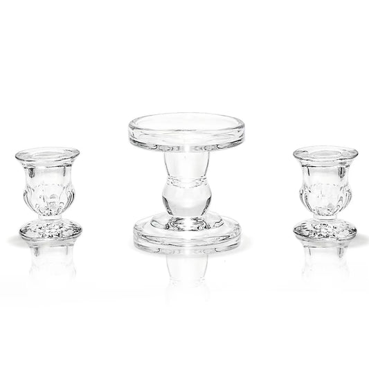 Unity Candle Holder - Glass Candle Holders for Pillar Candles Taper Candles, Glass Candlestick Holders Set of 3, Decorative Clear Glass Candlestick Holder for Wedding Table Dinning Church Centerpiece