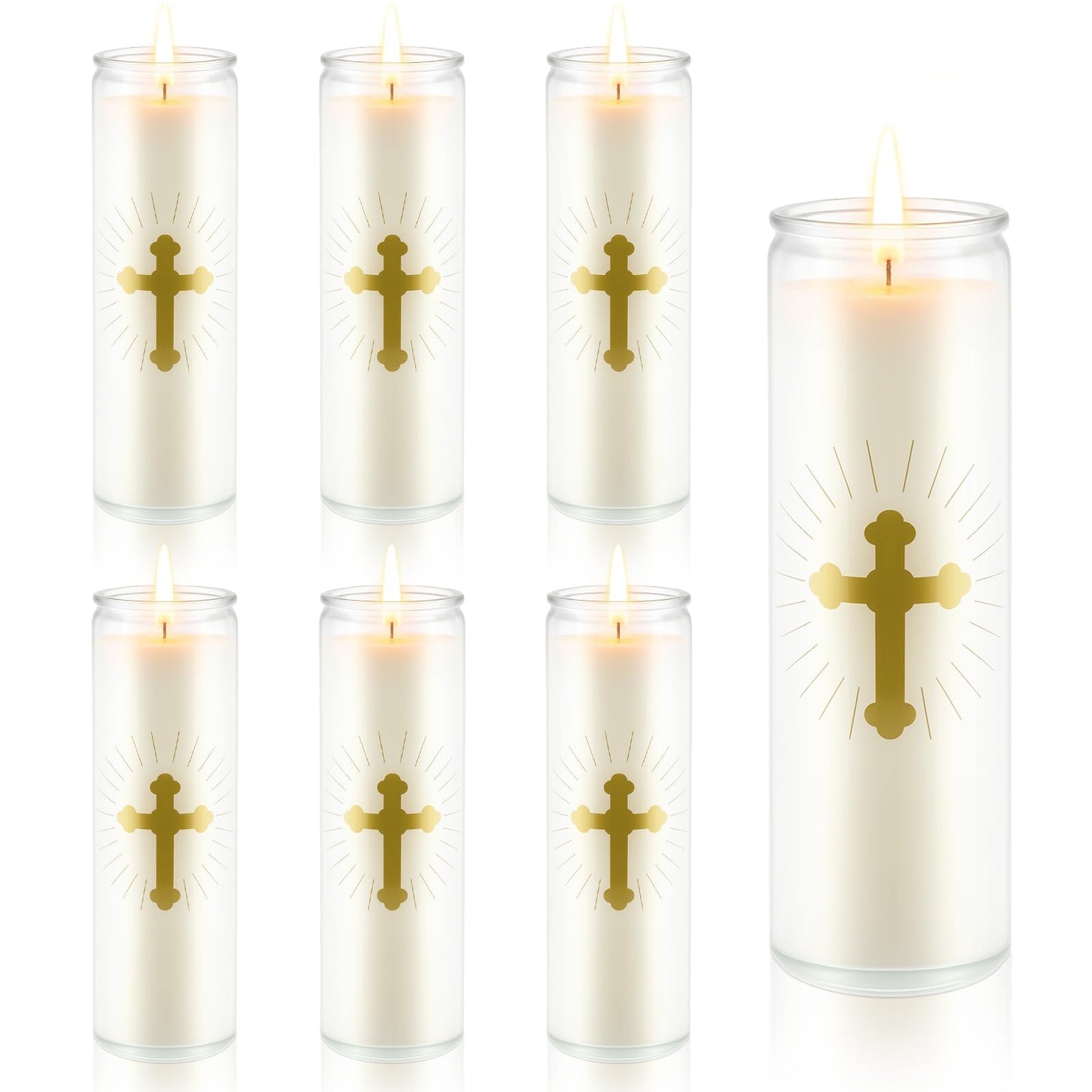 ARQRHTLY 6 Pcs Natural Soy Wax Prayer Candles 7 Day Devotional Candle in Glass 100 Hours Long Burn Time Religious Catholic Christian Spiritual Decor for Memorials Vigil Church Home Altar Bless Novena