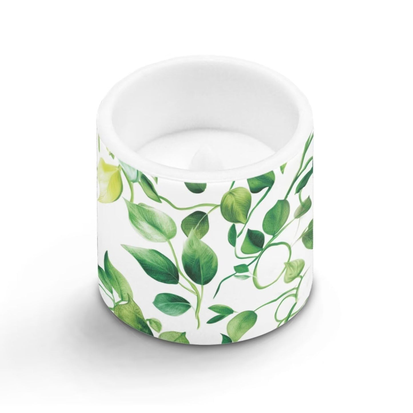 Cozeyat Green Leaves Realistic Dancing Flame Candles 4 Pack Battery Operated Flameless LED with Remote Control Timer Waterproof for Indoor Outdoor Decoration