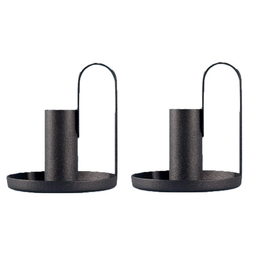 XILIN-1987 Candle Holderss 2 Pcs Iron Make Candle Holder, Decorative Cone Candle Candlestick, Pedestal Candle Stand, Incense Cones, Spa, Party，Weddings (Black) Decorative Candlestick