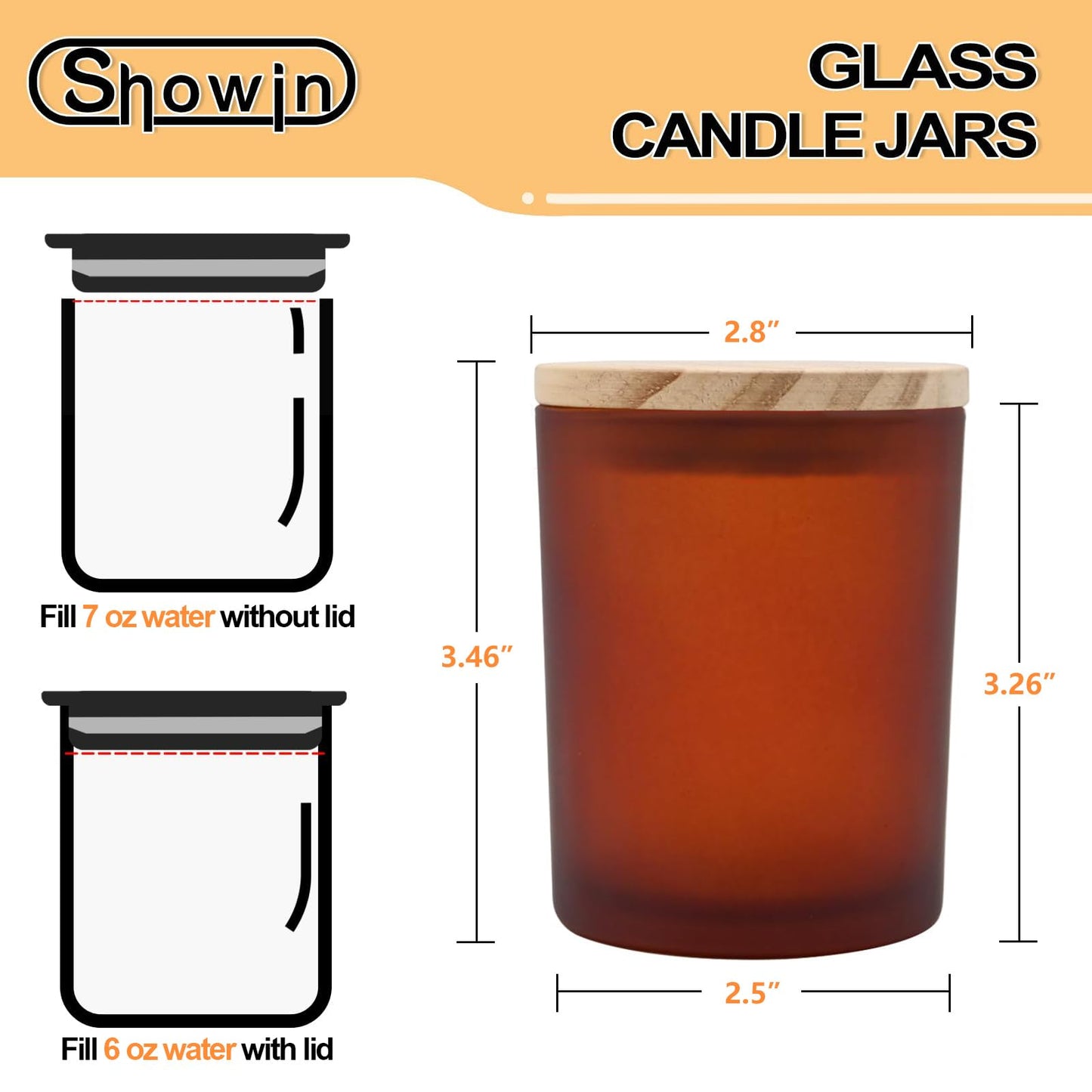 SHOWIN Thick Candle Jars for Making Candles 20 Pcs, 7 OZ Empty Jars with Wood Lids for Candle Making, Sample Container, Frosted Brown