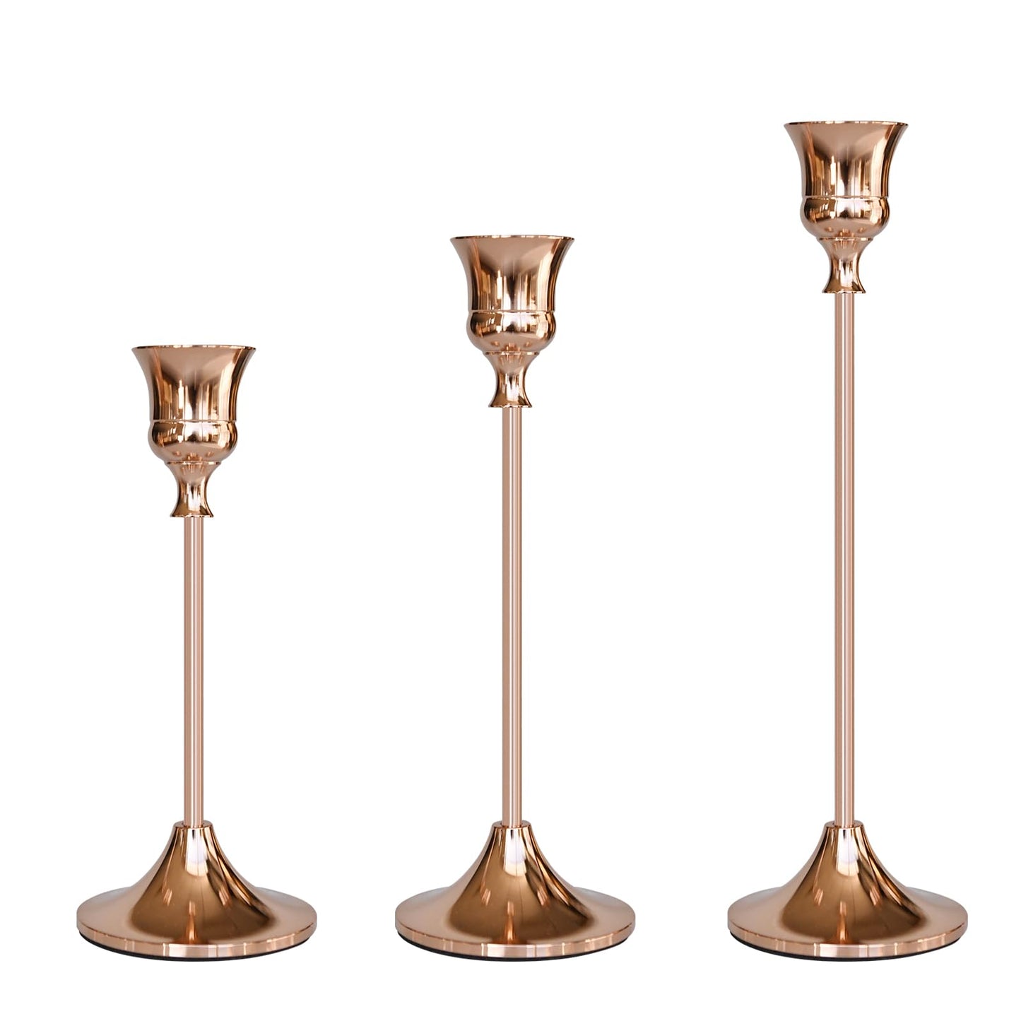 Showin Candlestick Holders Rose Gold, 3 Packs Taper Candle Holder for Candlesticks, Candle Sticks Holder Decor for Home Decor