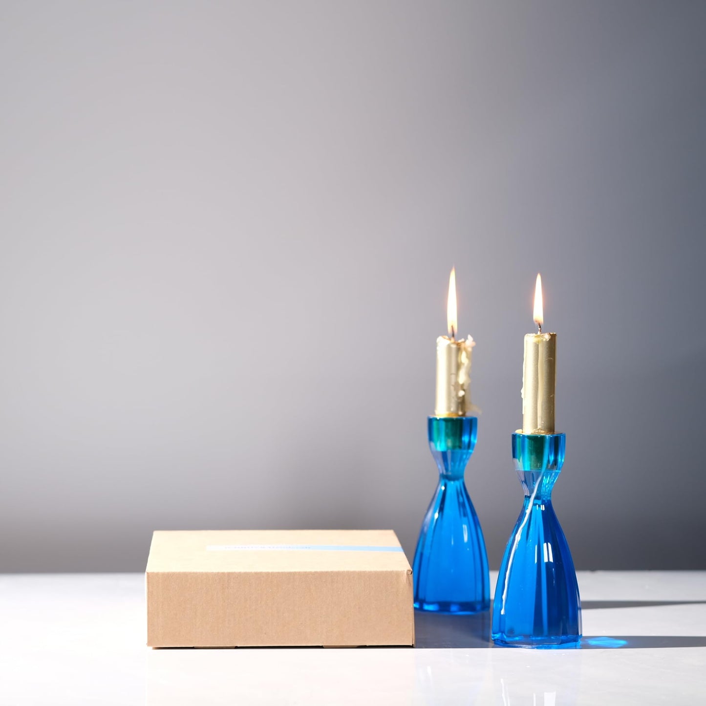 Twizzle Twist Candle Holder, Decorative Candlestick for Table Display, Romantic Decoration, Unique Home DÉCOR Aesthetic, Housewarming Gift, Blue Height 5.7 inches Set of 2 - Resin