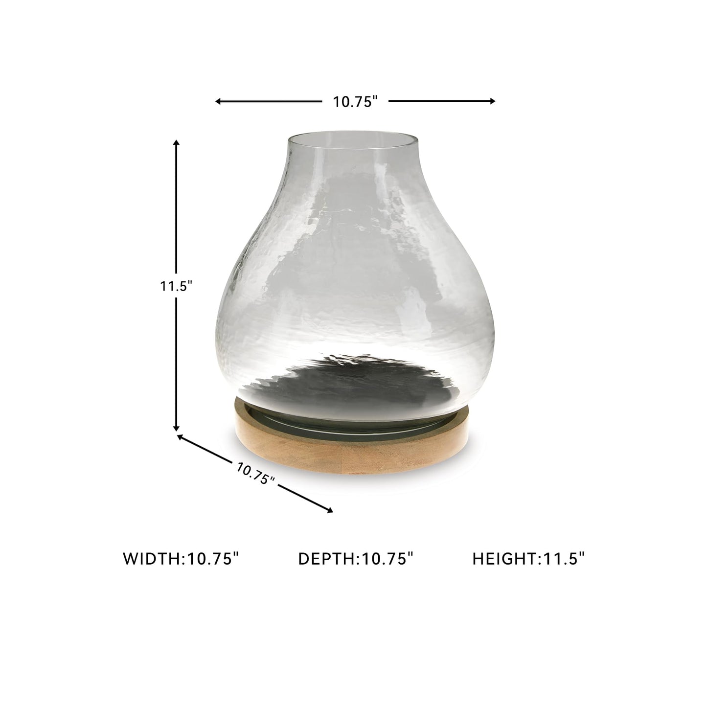 Signature Design by Ashley Adalisen Casual Glass Hurricane Candle Holder with Hammered Effect, Glass & Light Brown
