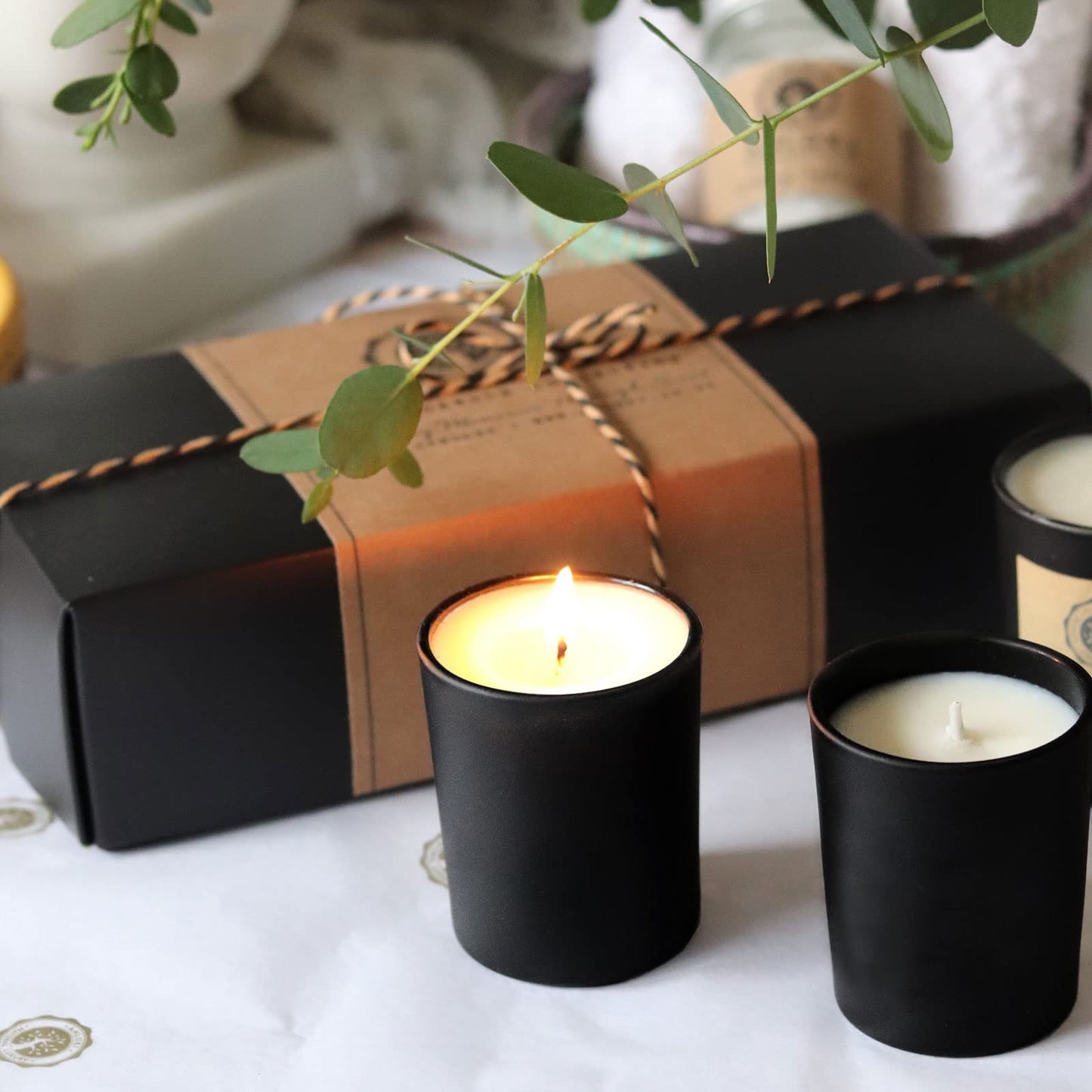 SHOWIN Thick Candle Jars for Making Candles 20 Pcs, 7 OZ Empty Jars with Wood Lids for Candle Making, Sample Container, Matte Black