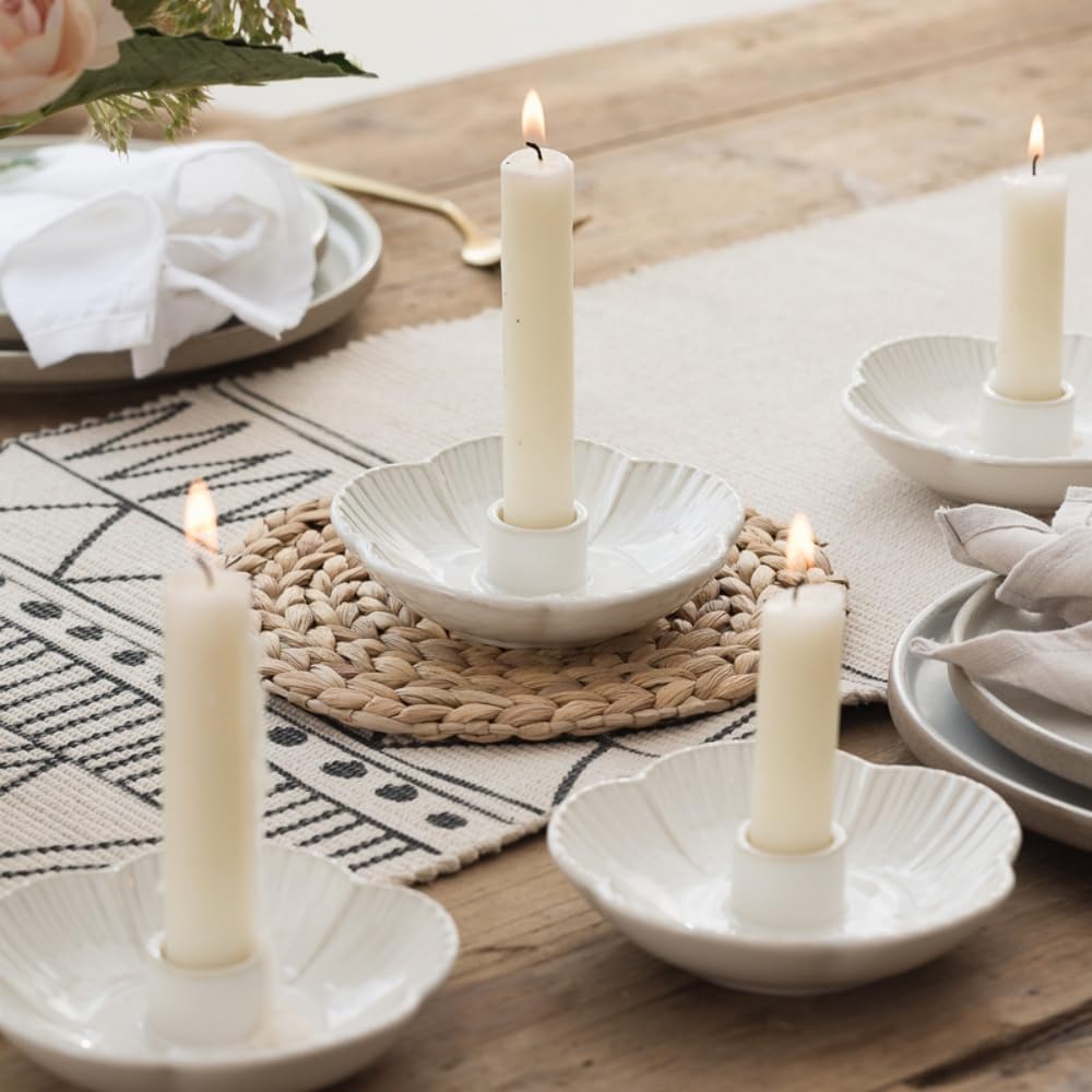 Candle Holder,Ceramic Candlestick Holder,Decorative Candle Holder for Taper Candles for Halloween,Christmas,Wedding Parties,Dinning,Birthday, Anniversary Decorations (2PCS,White)